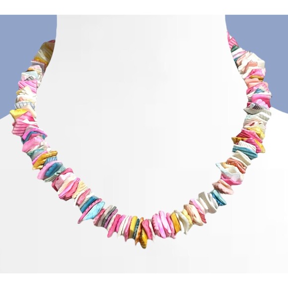 Unbranded Jewelry - Pastel Shell Chip Necklace Multi Color Beach Summer Resort Coastal Casual Kawaii